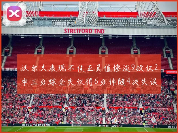 沃尔夫表现不佳正负值惨淡9投仅2中三分球全失仅得6分伴随4次失误